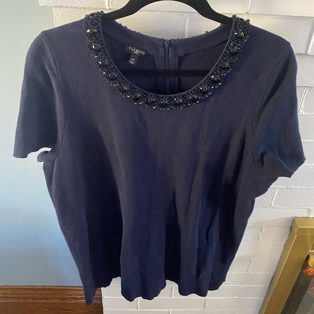 Sz 2x Talbots Silk/Cotton Beaded Sweater